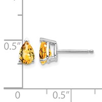 14K White Gold 6x 4mm Pear Citrine Stud Earrings view 4