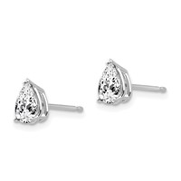 14K White Gold 6x 4mm Pear Cubic Zirconia Stud Earrings view 2