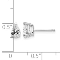 14K White Gold 6x 4mm Pear Cubic Zirconia Stud Earrings view 4