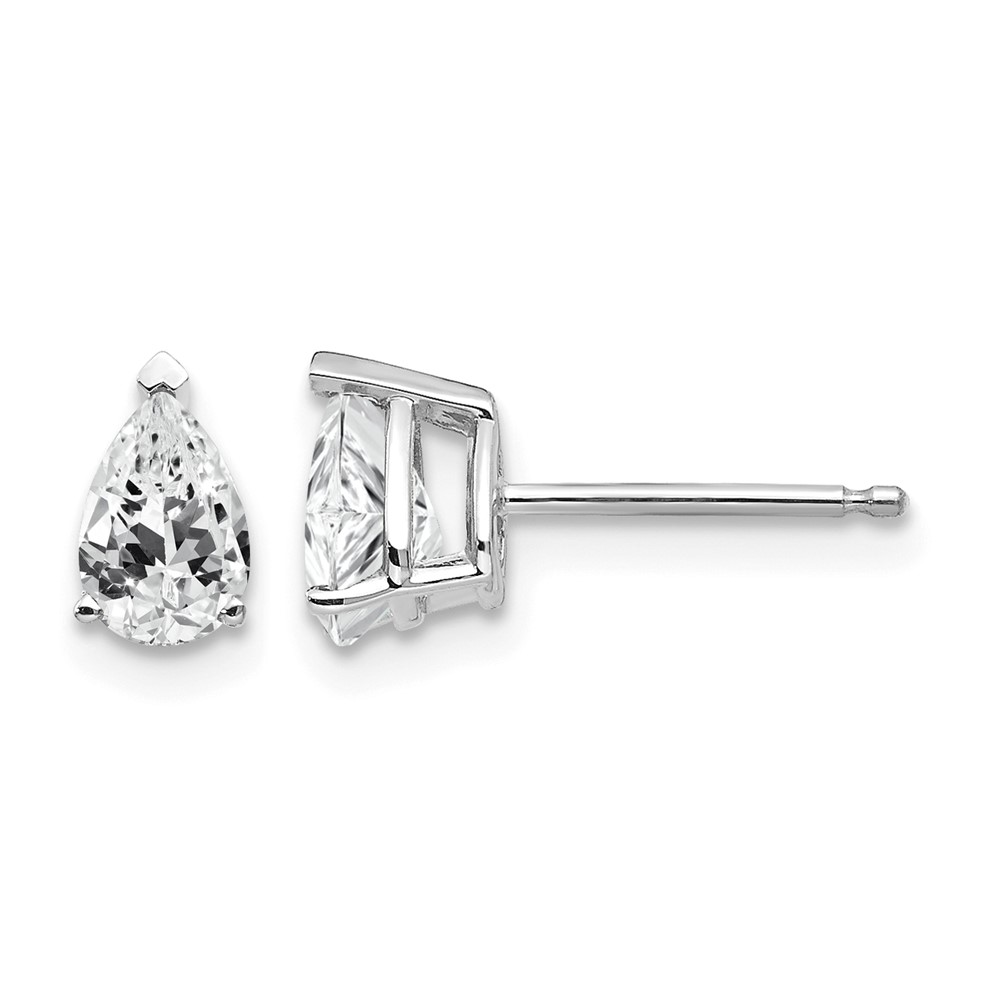 14K White Gold 6x 4mm Pear Cubic Zirconia Stud Earrings