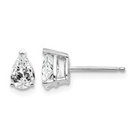 14K White Gold 6x 4mm Pear Cubic Zirconia Stud Earrings view 1
