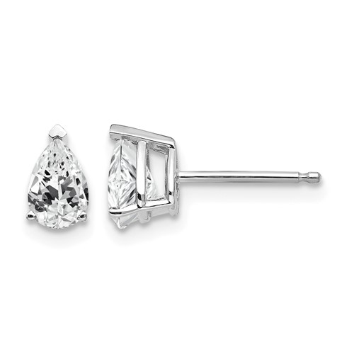 14K White Gold 6x 4mm Pear Cubic Zirconia Stud Earrings
