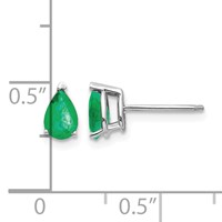 14K White Gold 6x4mm Pear Emerald Post Earrings view 4
