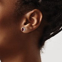 14K White Gold 6x4mm Pear Garnet Post Earrings view 3