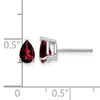 14K White Gold 6x4mm Pear Garnet Post Earrings view 4