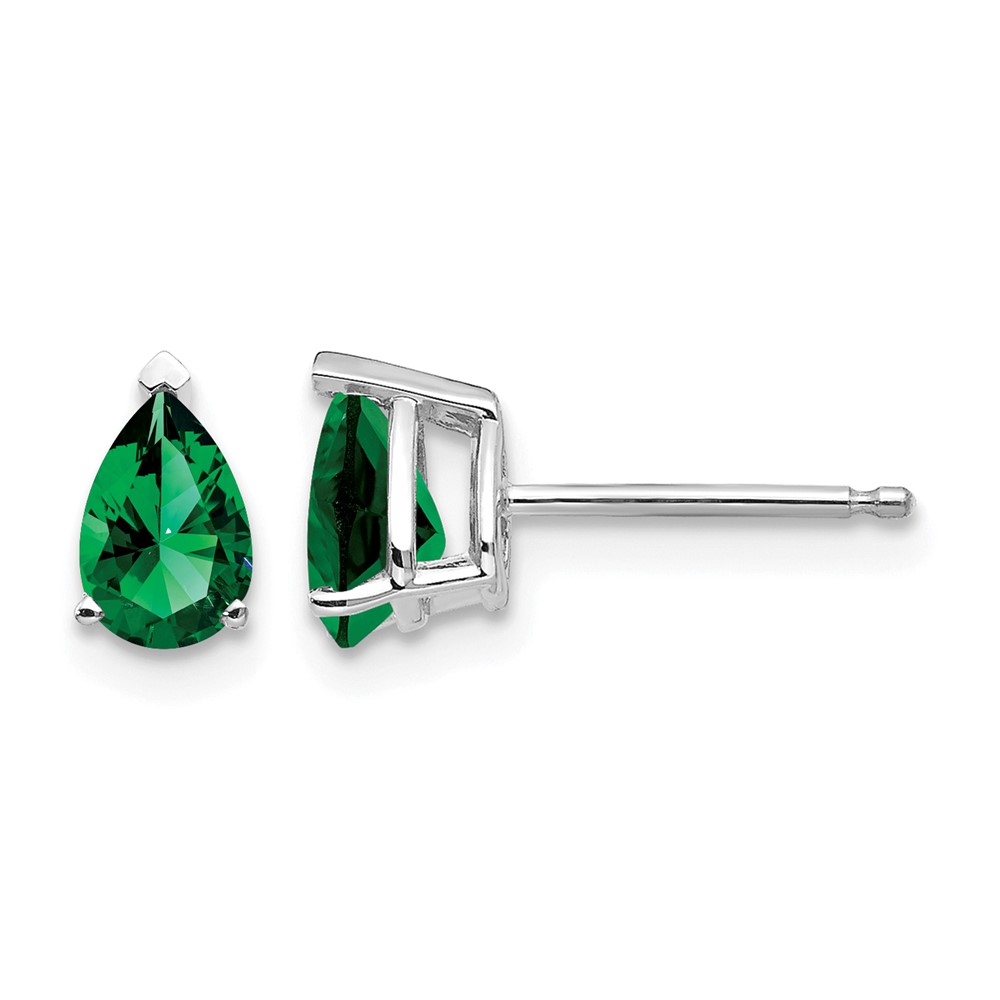 14K White Gold 6x 4mm Pear Mount St. Helens Stud Earrings