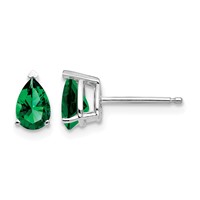 14K White Gold 6x 4mm Pear Mount St. Helens Stud Earrings view 1