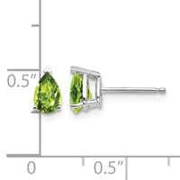 14K White Gold 6x 4mm Pear Peridot Post Earrings view 4
