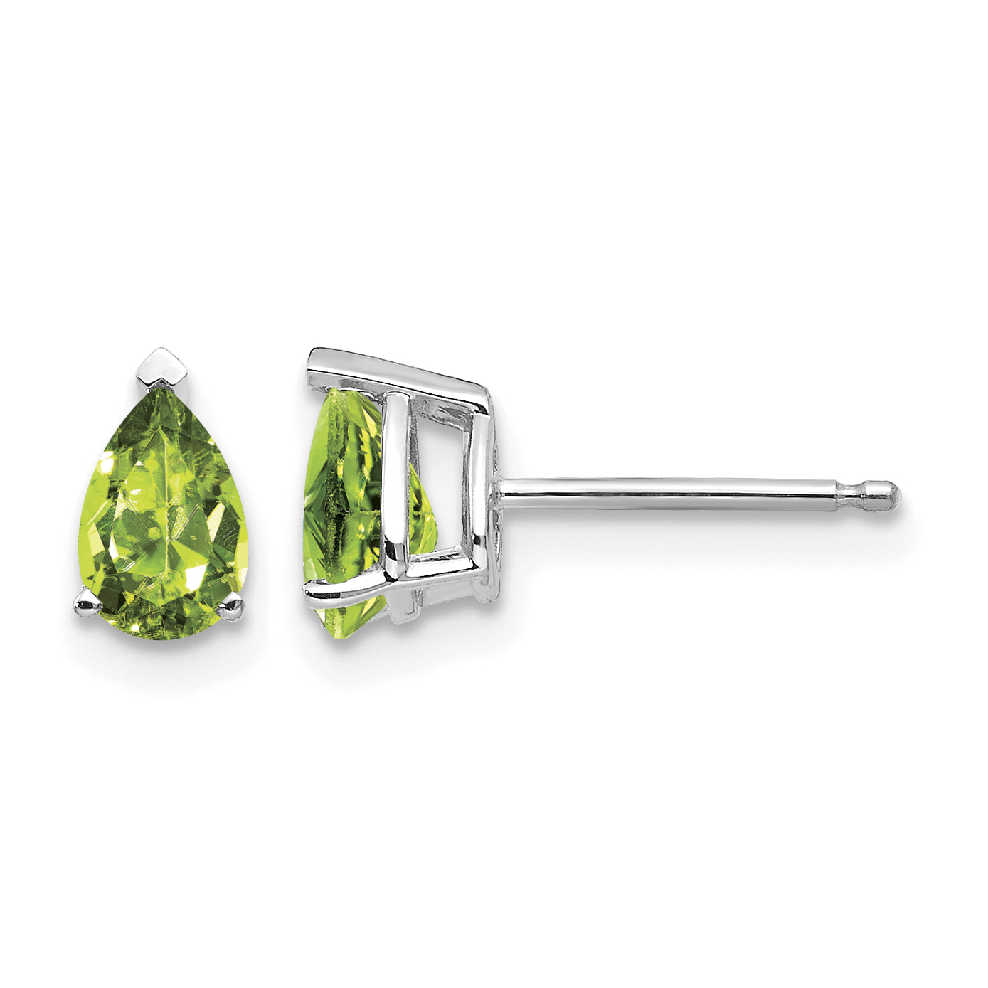 14k White Gold 6x4mm Pear Peridot Earrings (XE79WPE)