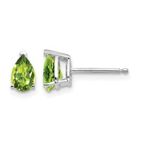 14K White Gold 6x 4mm Pear Peridot Post Earrings view 1