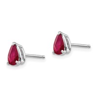 14K White Gold 6x4mm Pear Ruby Post Earrings view 2