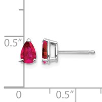 14K White Gold 6x4mm Pear Ruby Post Earrings view 4