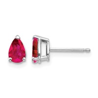 14K White Gold 6x4mm Pear Ruby Post Earrings view 1