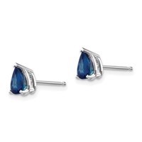 14K White Gold 6x4mm Pear Sapphire Post Earrings view 2