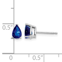14K White Gold 6x4mm Pear Sapphire Post Earrings view 4