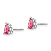 14K White Gold 6x 4mm Pear Pink Spinel Post Earrings view 2