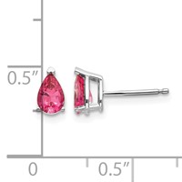14K White Gold 6x 4mm Pear Pink Spinel Post Earrings view 4