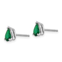 14K White Gold 6x 4mm Pear Tsavorite Post Earrings view 2