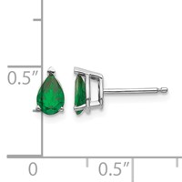 14K White Gold 6x 4mm Pear Tsavorite Post Earrings view 4