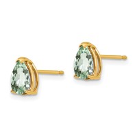14K 7x5mm Pear Green Quartz Post Earrings view 2
