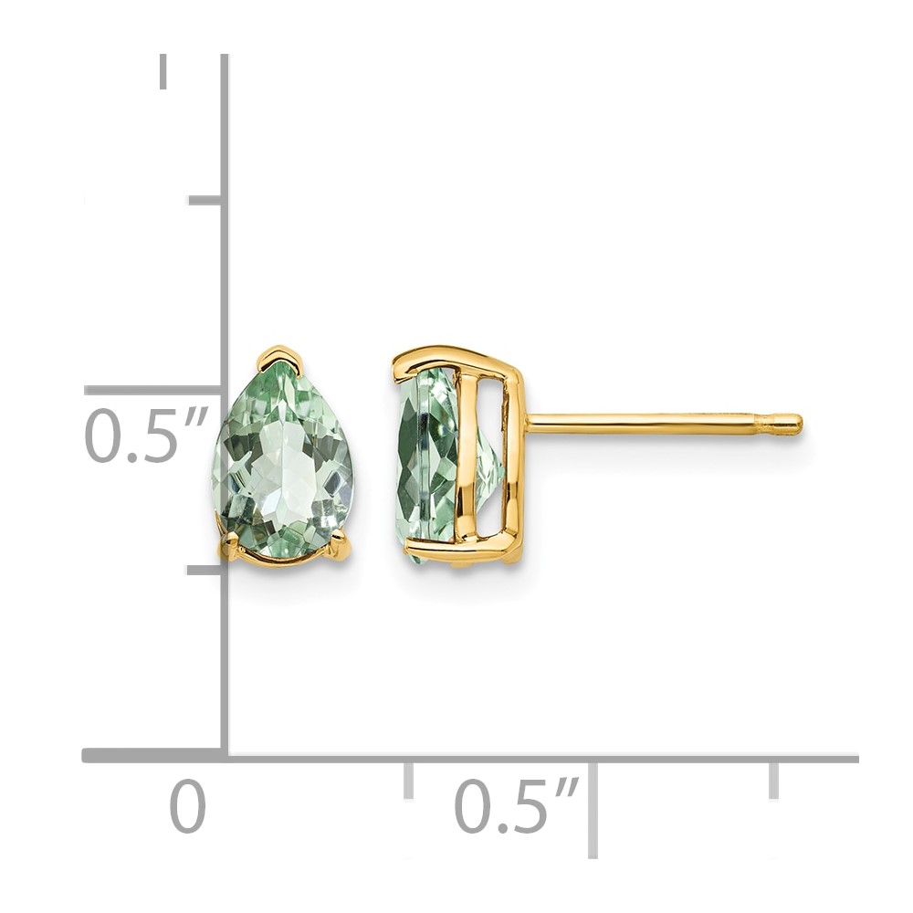 14k 7x5 Pear Green Quartz Earrings (XE80AG)
