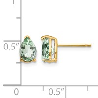 14K 7x5mm Pear Green Quartz Post Earrings view 4