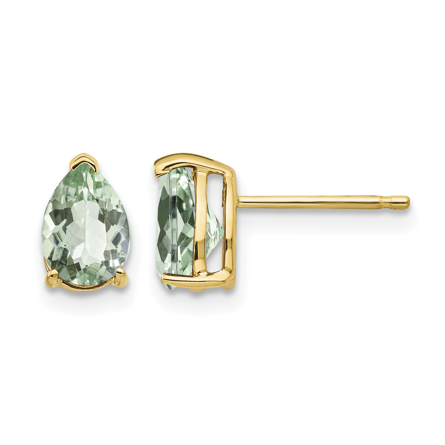 14k 7x5 Pear Green Quartz Earrings (XE80AG)
