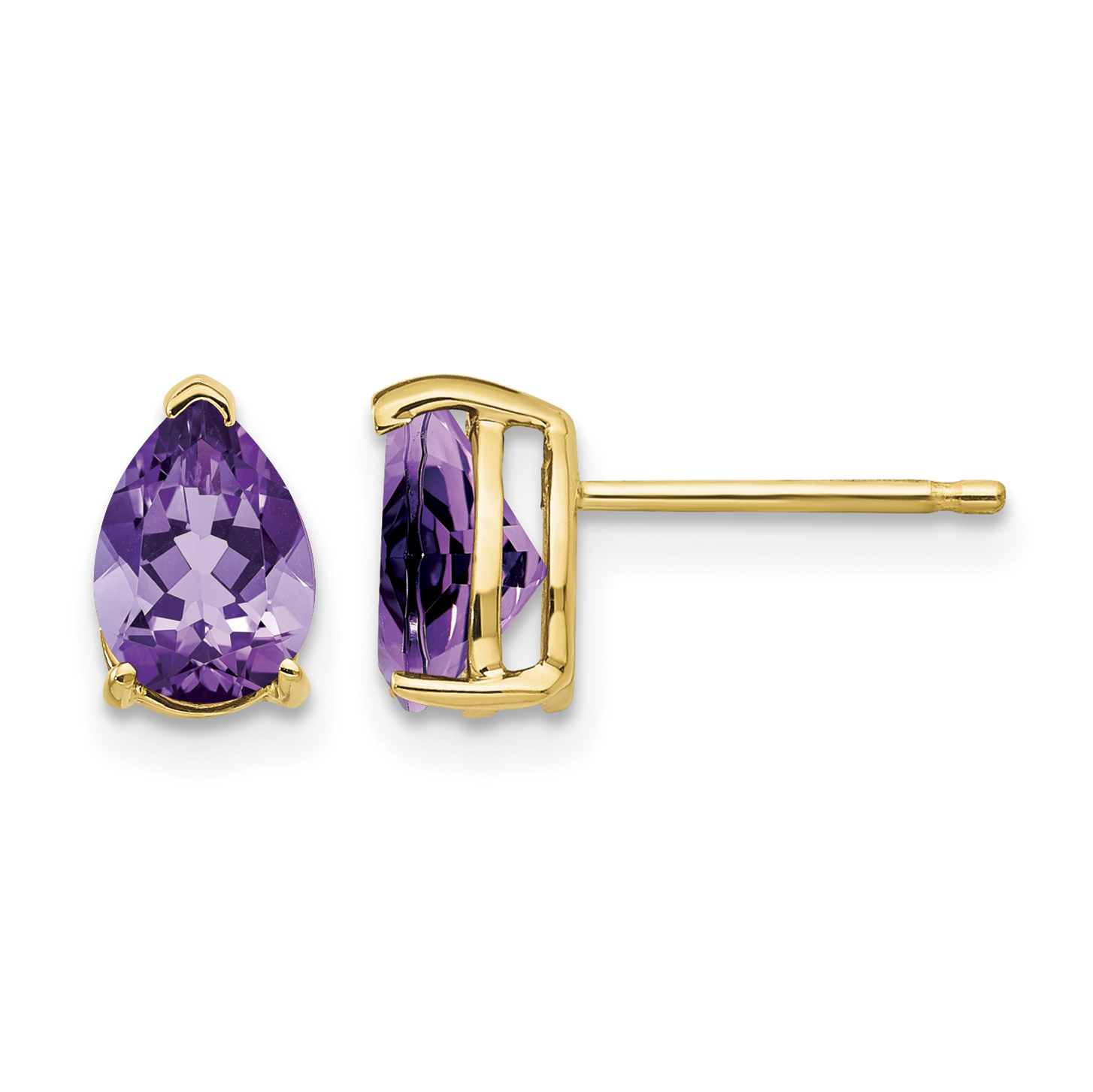 14k 7x5mm Pear Amethyst Earrings (XE80AM)