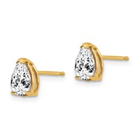 14K Yellow Gold 7x5mm Pear Cubic Zirconia Post Earrings view 2