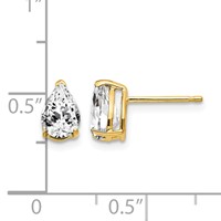 14K Yellow Gold 7x5mm Pear Cubic Zirconia Post Earrings view 4