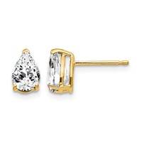 14K Yellow Gold 7x5mm Pear Cubic Zirconia Post Earrings view 1