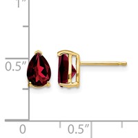 14K Yellow Gold 7x 5mm Pear Garnet Post Earrings view 4