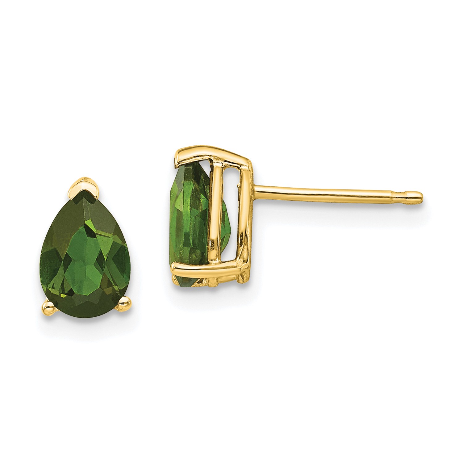 14k Yellow Gold Green Tourmaline Post Back Stud Earrings Wt 1 3ct Image Is Loading 14k Yellow Gold Green Tourmaline Post Back Stud