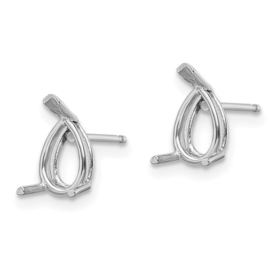 14k White Gold 7x5mm Pear Post Earring Mountings