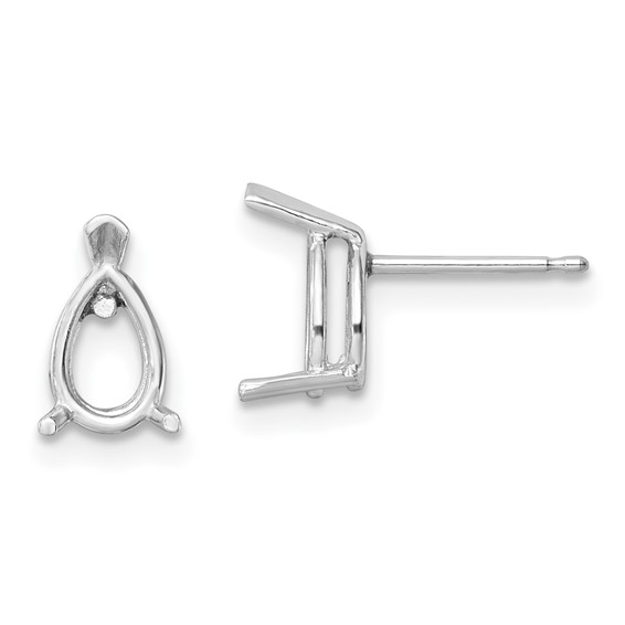 14k White Gold 7x5mm Pear Post Earring Mountings