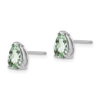 14K White Gold 7x5mm Pear Green Quartz Post Earrings view 2