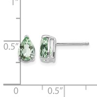14K White Gold 7x5mm Pear Green Quartz Post Earrings view 4