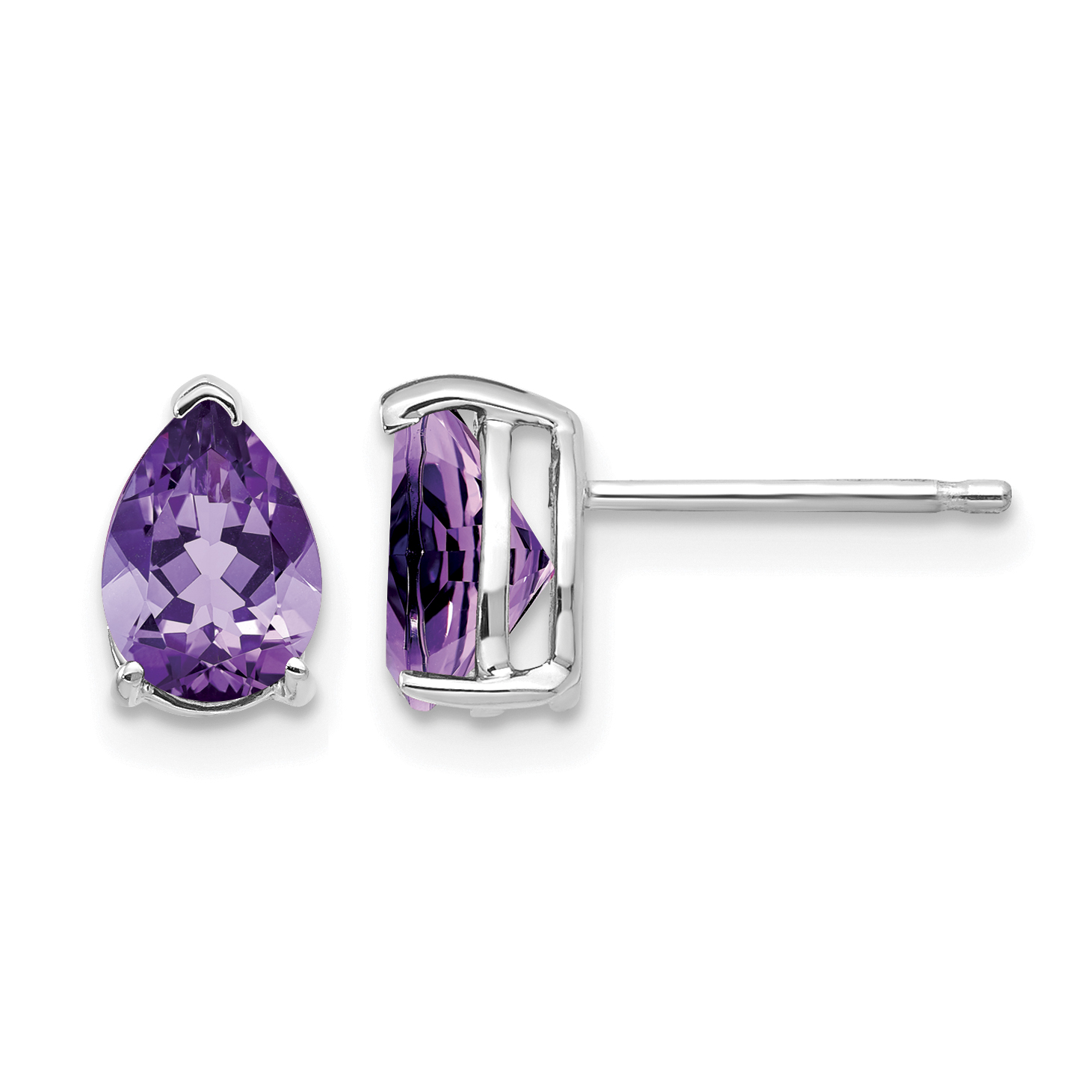 14k White Gold 7x5mm Pear Amethyst Earrings (XE80WAM)