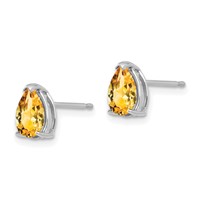 14K White Gold 7x 5mm Pear Citrine Post Earrings view 2