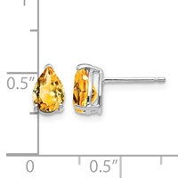 14K White Gold 7x 5mm Pear Citrine Post Earrings view 4