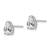 14K White Gold 7x 5mm Pear Cubic Zirconia Post Earrings view 2