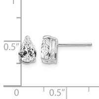 14K White Gold 7x 5mm Pear Cubic Zirconia Post Earrings view 4