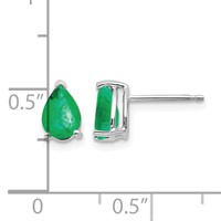 14K White Gold 7x 5mm Pear Emerald Post Earrings view 2