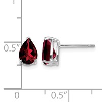 14K White Gold 7x 5mm Pear Garnet Post Earrings view 4