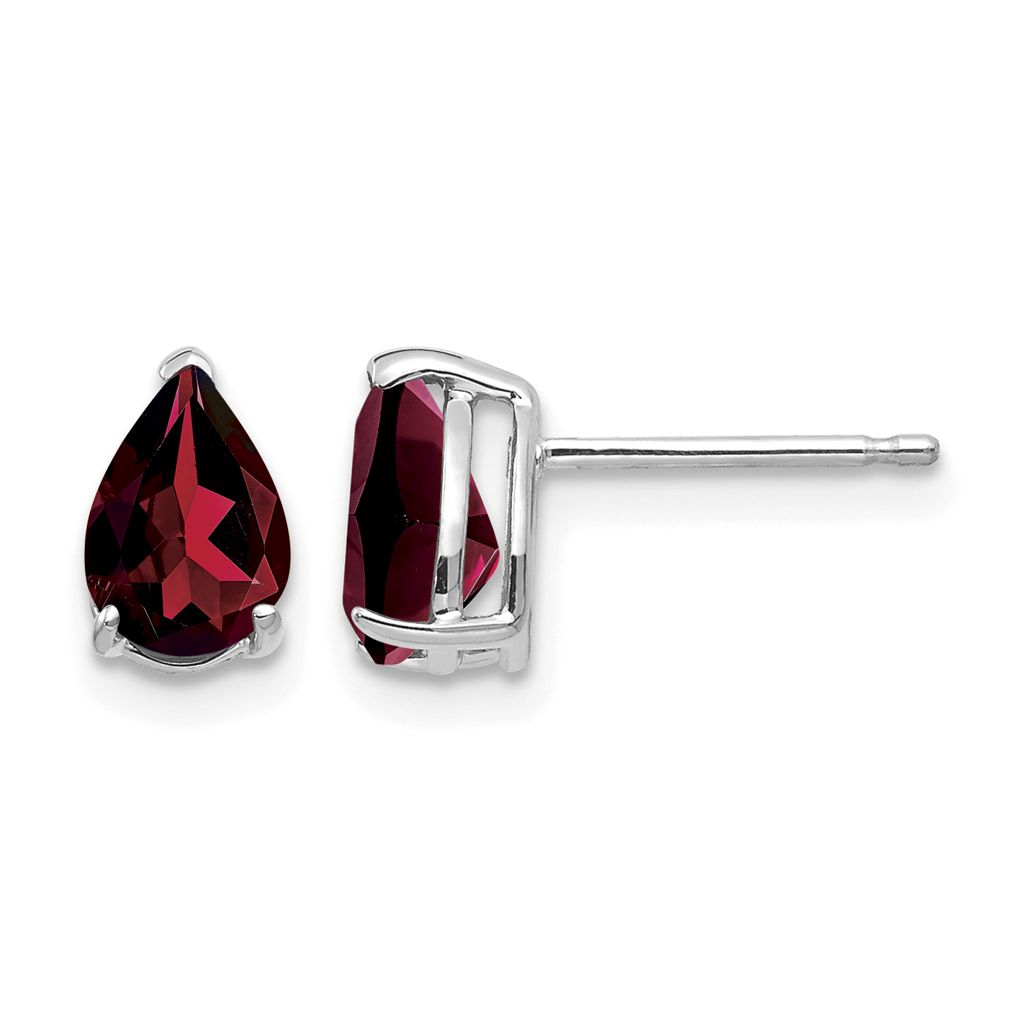 14k White Gold 7x5mm Pear Garnet Earrings (XE80WGA)