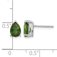 14K White Gold 7x 5mm Pear Green Tourmaline Post Earrings view 4