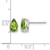 14K White Gold 7x 5mm Pear Peridot Stud Earrings view 4