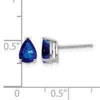 14K White Gold 7x5mm Pear Sapphire Post Earrings view 4