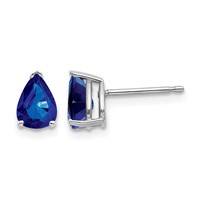 14K White Gold 7x5mm Pear Sapphire Post Earrings view 1