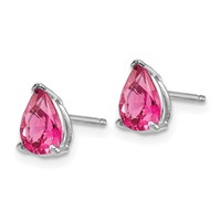 14K White Gold 7x5mm Pear Pink Spinel Post Earrings view 2